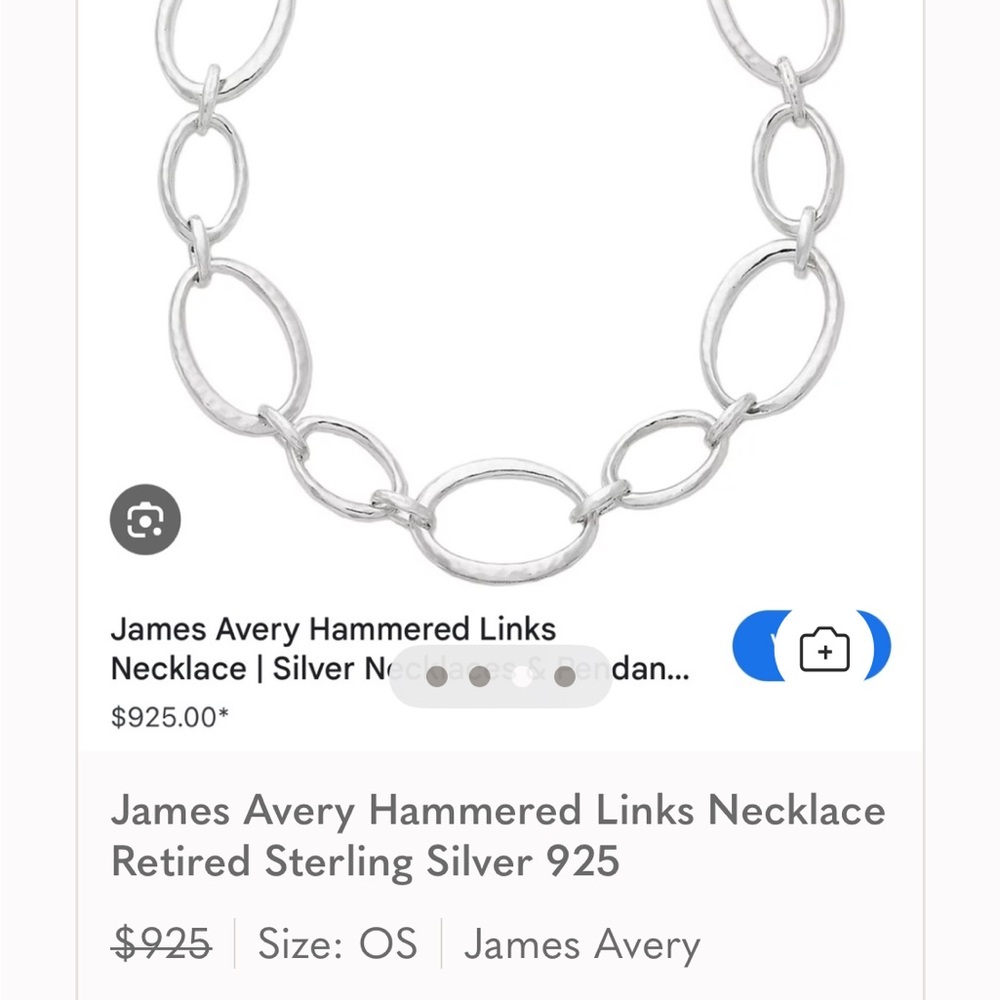 James Avery Hammered Silver Stylish Oval Link Necklace 925 Retired - Picture 16 of 16